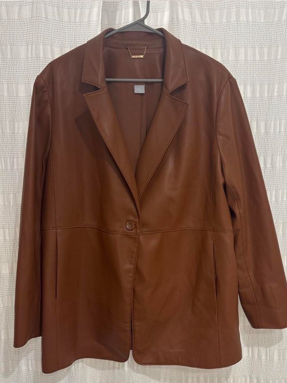 Chico's Chestnut Brown Leather Single-Button Blazer